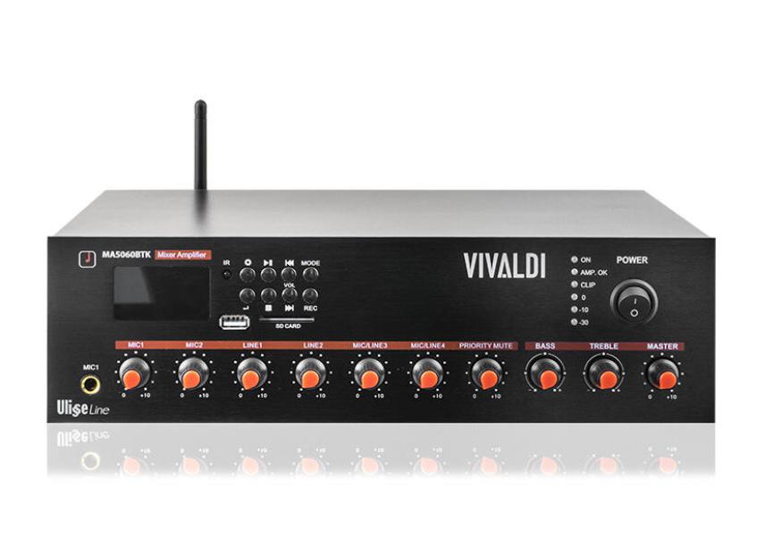 Mixer amplificato Vivaldi Ulisse 60W con player integrato - MA5060BTK 01