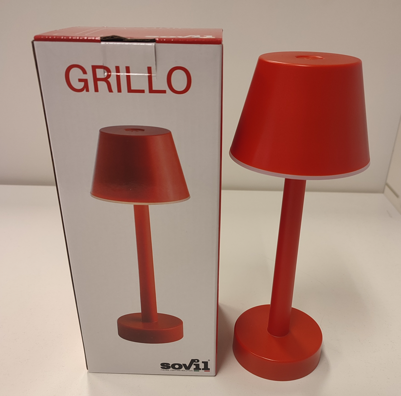 Lampada da tavolo led ricaricabile Sovil Grillo 3W 3000K rosso - 97901/03 01