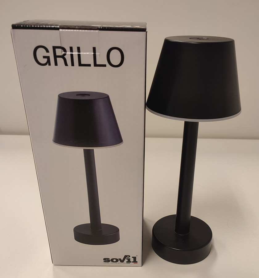 Lampada da tavolo led ricaricabile Sovil Grillo 3W 3000K nero - 97901/06 01