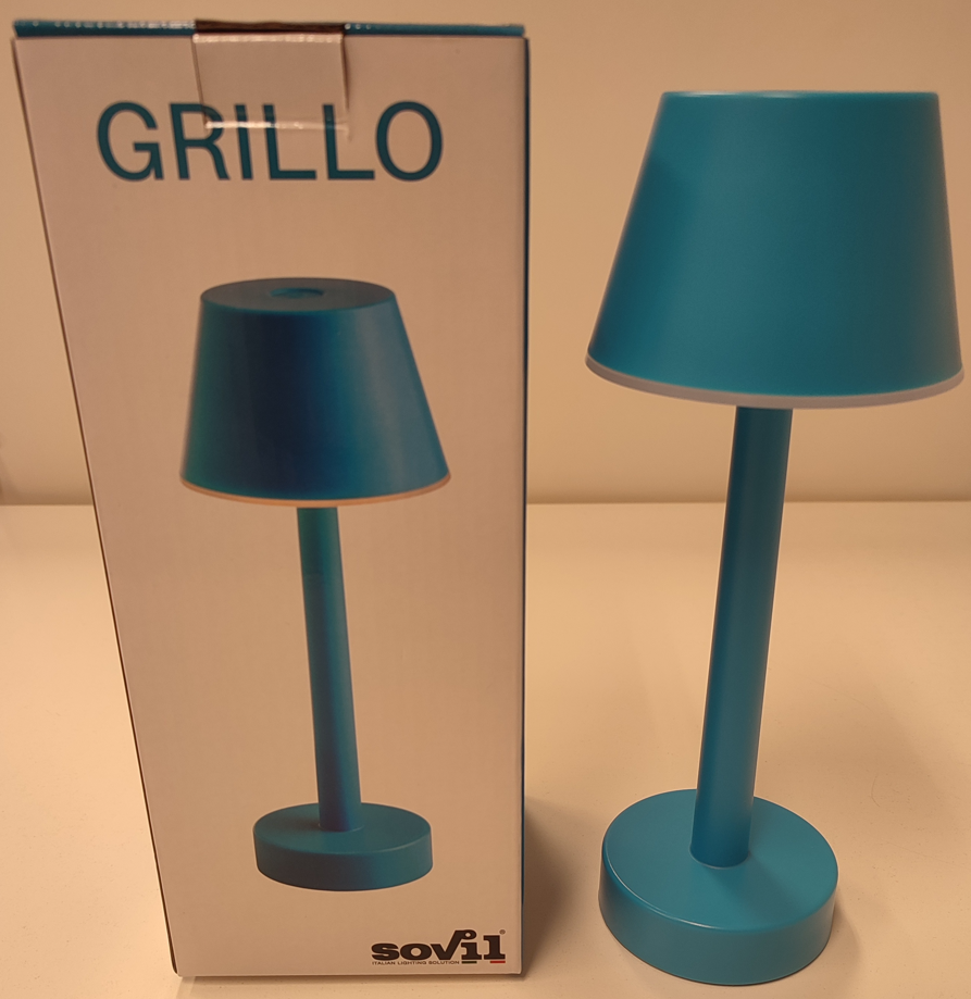 Lampada da tavolo led ricaricabile Sovil Grillo 3W 3000K azzurro - 97901/07 01