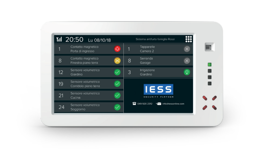 Tastiera di comando touch screen IESS 135x95x10mm 21 tasti bianco - ELISIR 01