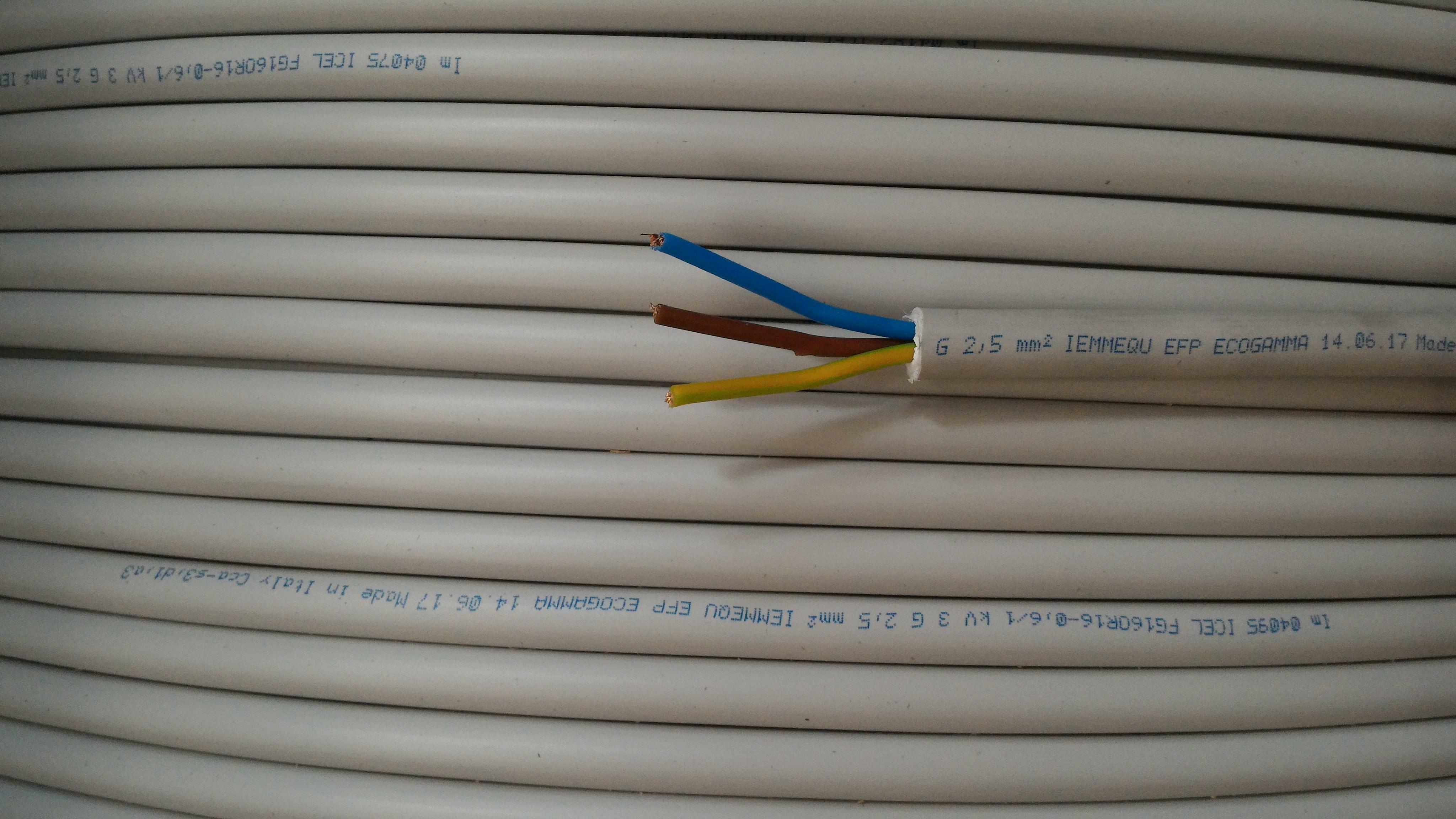 cavi cavi al metro cavo fg16or16 multipolare fg16 3 conduttori da 2.5mmq con giallo verde fg7-3gx2,5 fg16or16-3gx2,5