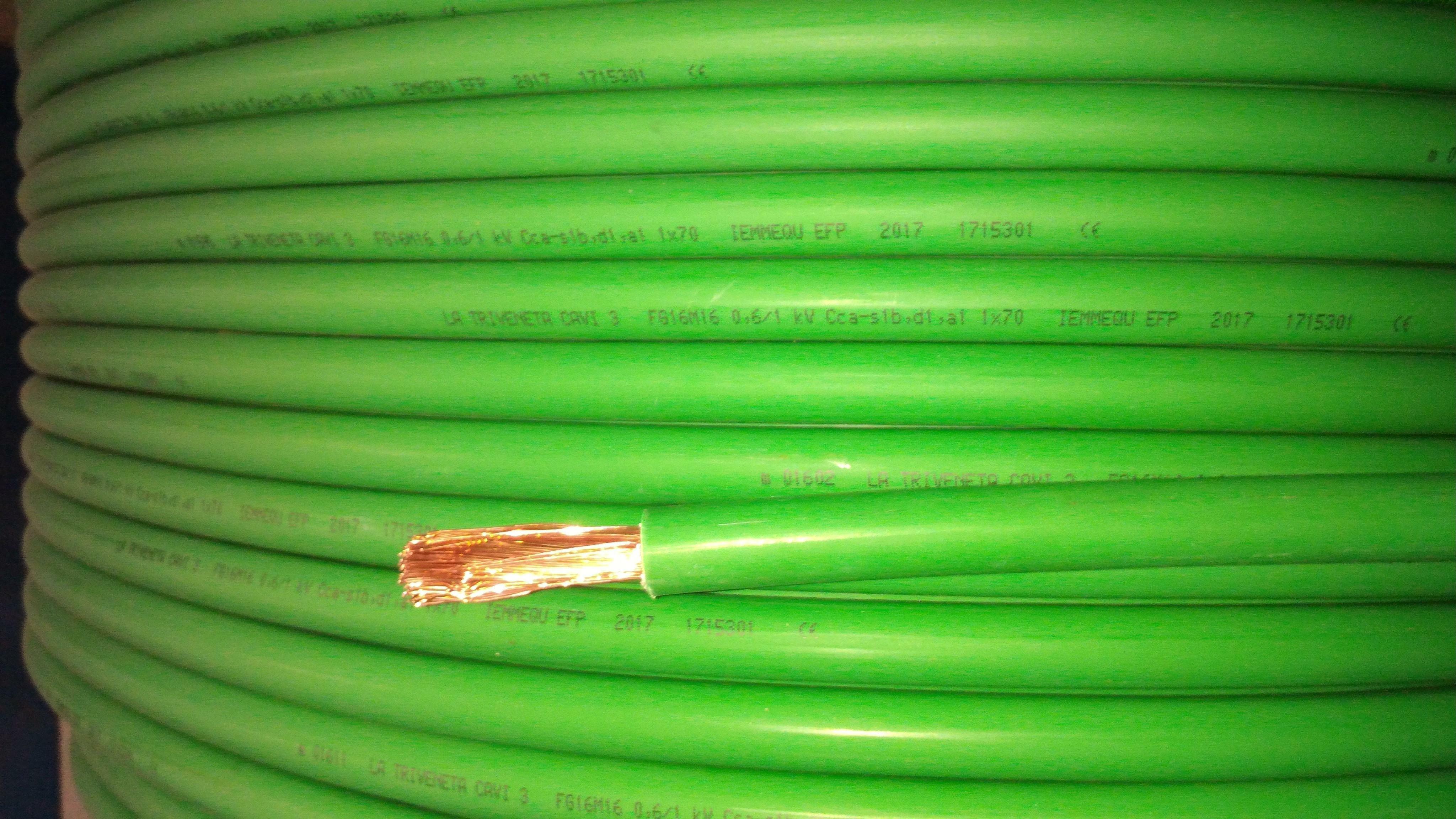 cavi cavi al metro cavo fg16m16 unipolare fg16 verde 1 conduttore da 70mmq senza giallo verde fg7om1-1x70 fg16m16-1x70