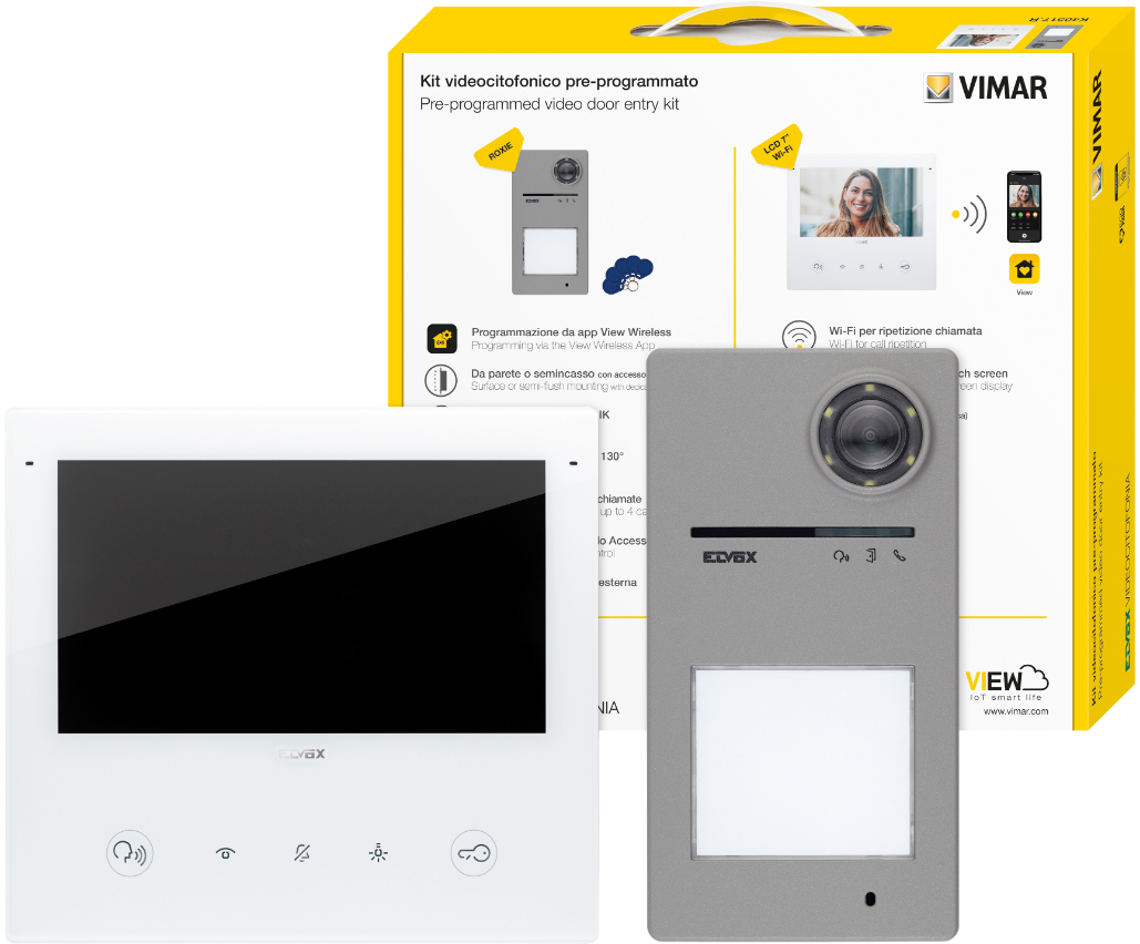 Kit videocitofonico Vimar videocitofono+targa+kit pulsante monofamiliare+alimentatore - K40517.R 01