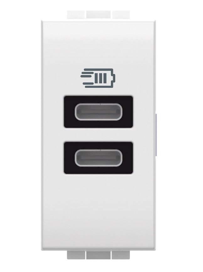 2 prese USB-C Bticino Livinglight 15W 1 modulo bianco N4286C2 - N4191CC 01