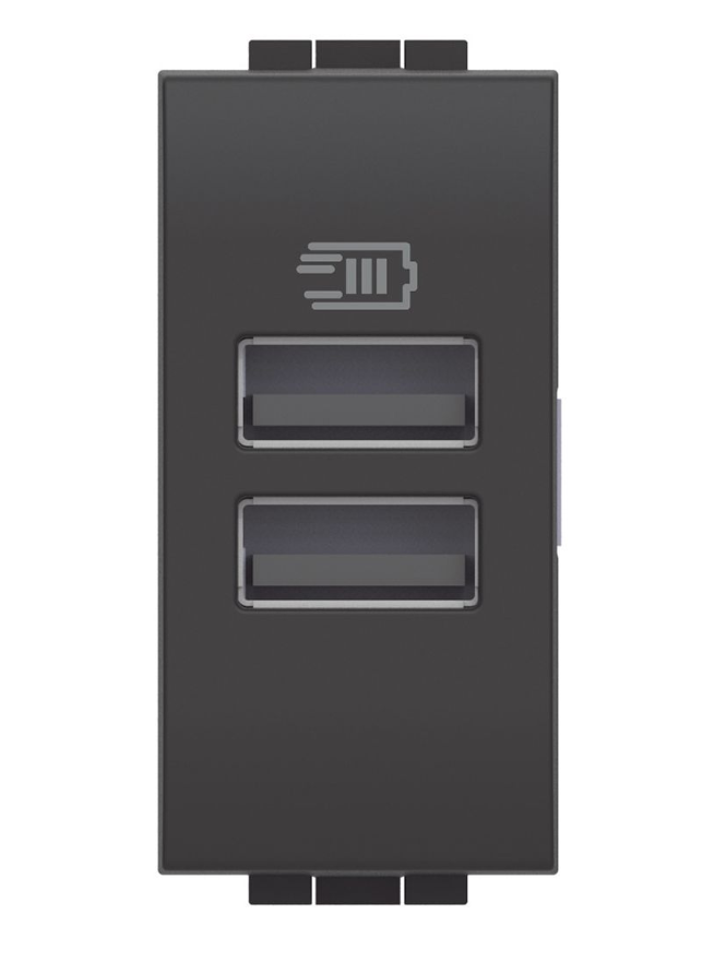 2 prese USB-A Bticino Livinglight 15W 1 modulo nero - L4191AA 01