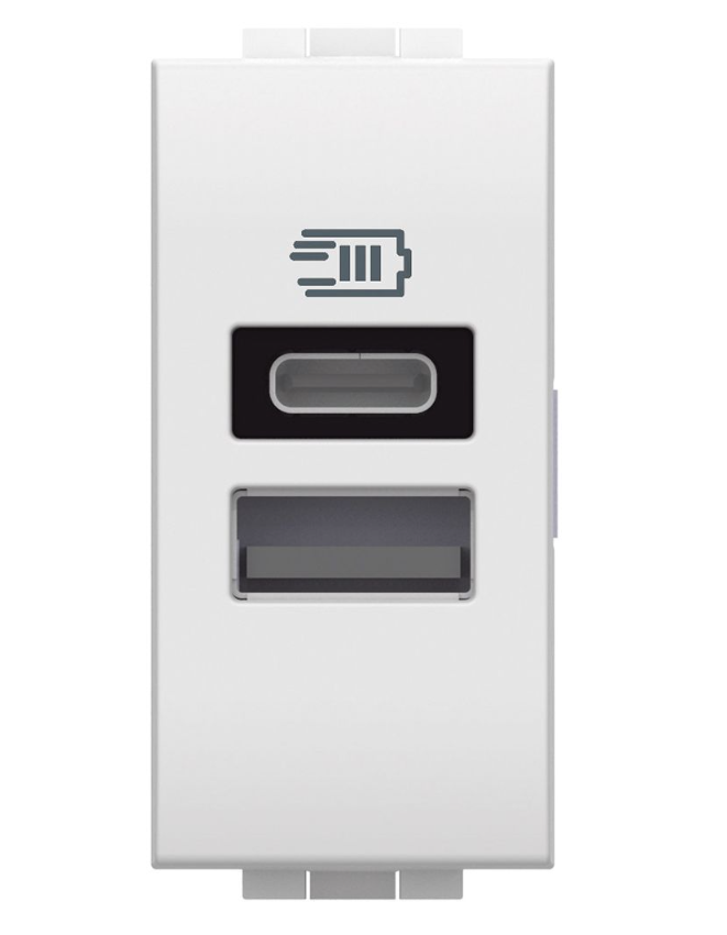 Prese USB-A + USB-C Bticino Livinglight 15W 1 modulo bianco - NT4191AC 01