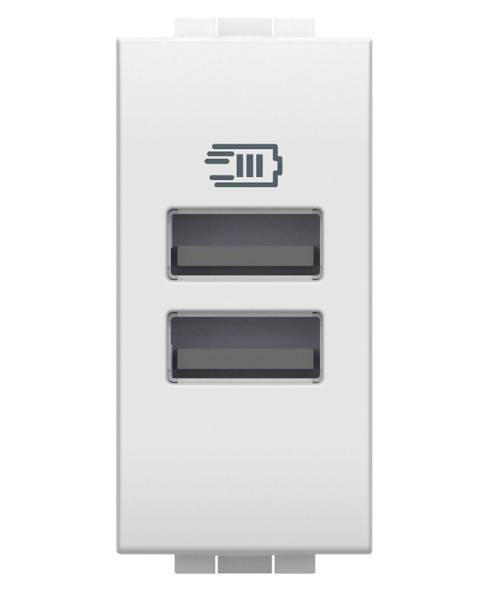 2 prese USB-A Bticino Livinglight 15W 1 modulo bianco - N4191AA 01