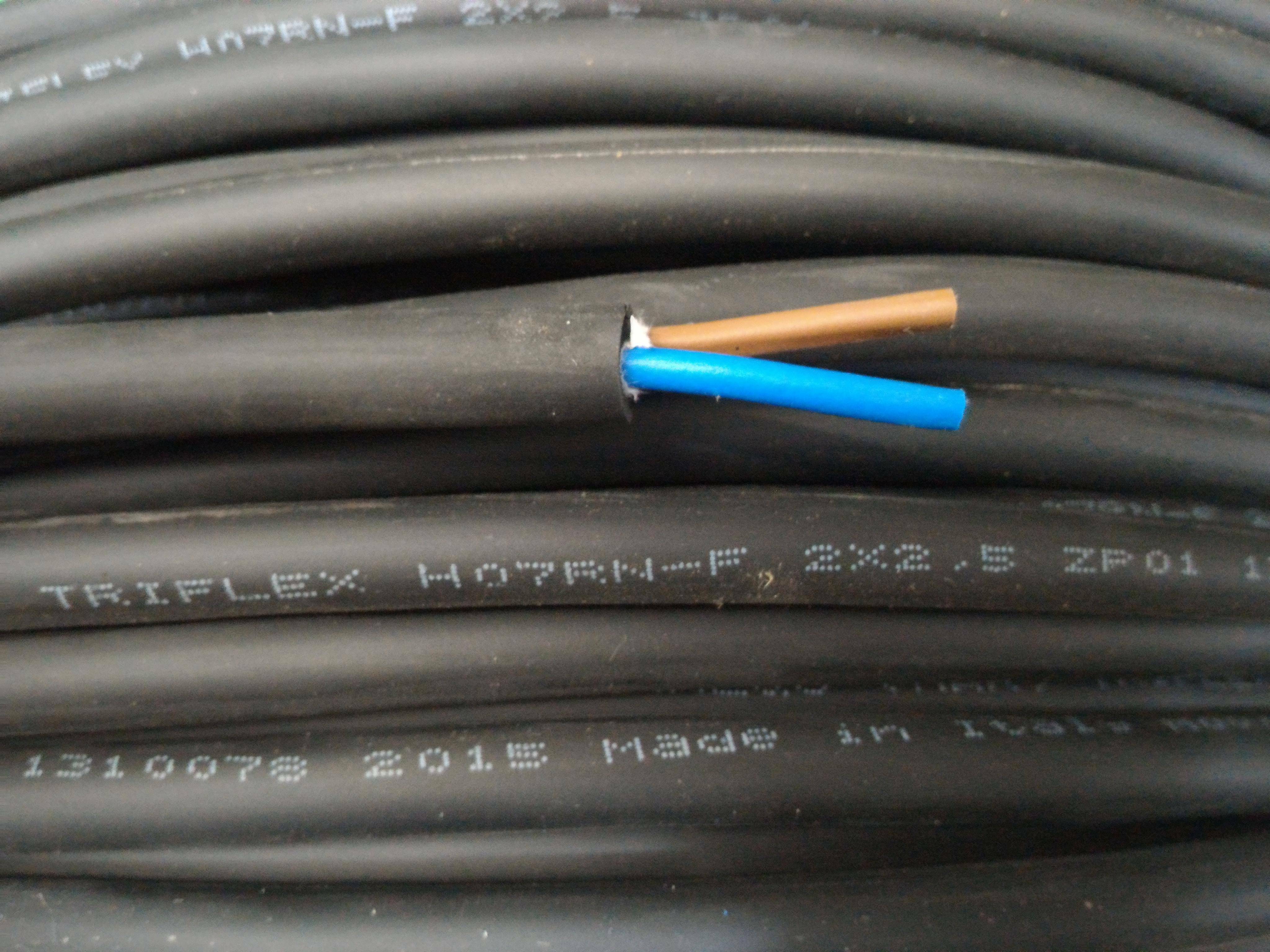 cavi cavi al metro cavo neoprene multipolare h07rn-f 2 conduttori da 2,5mmq senza giallo verde h07rnf-2x2,5