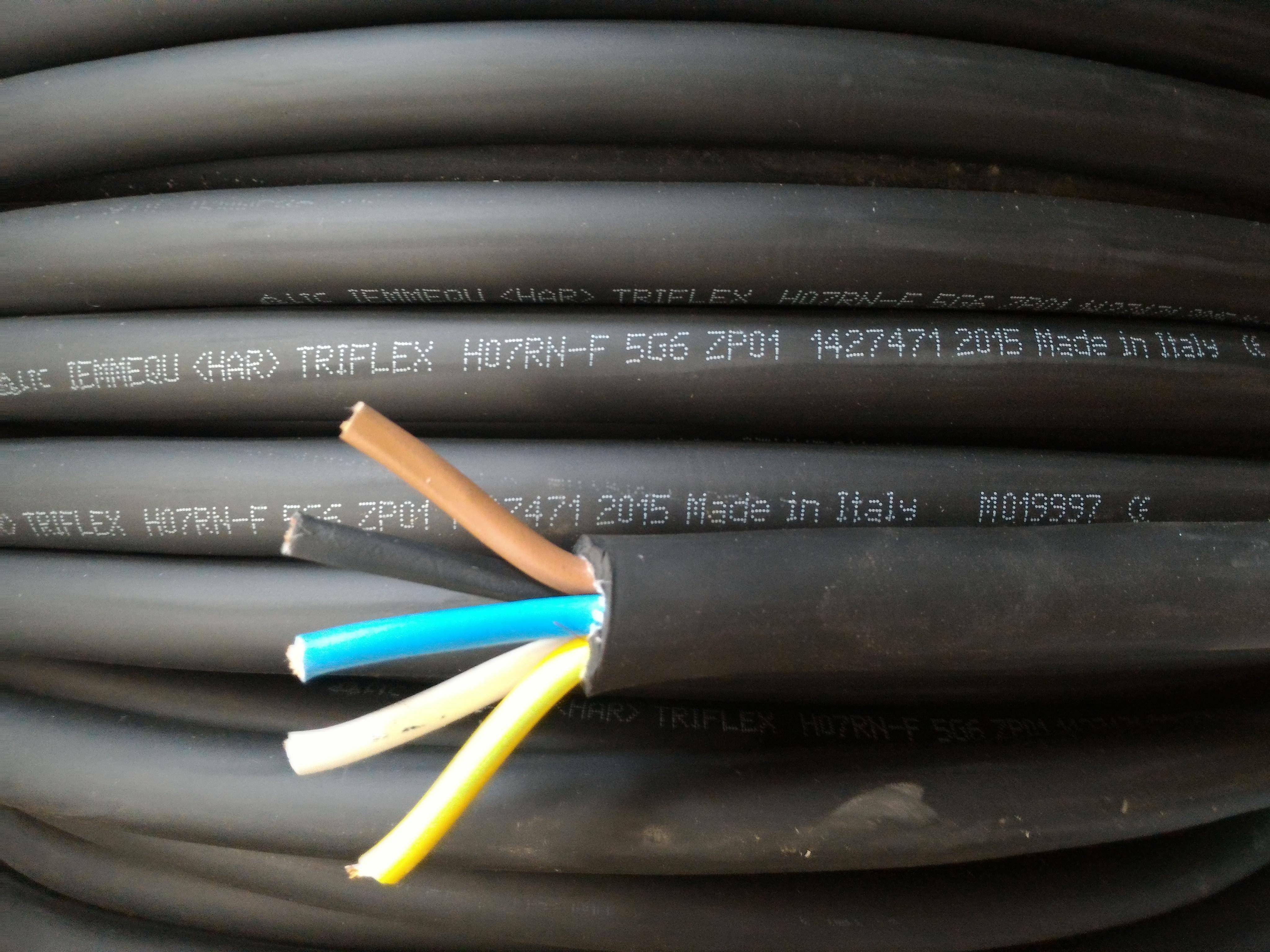 cavi cavi al metro cavo neoprene multipolare h07rn-f 5 conduttori da 6mmq con giallo verde h07rnf-5gx6