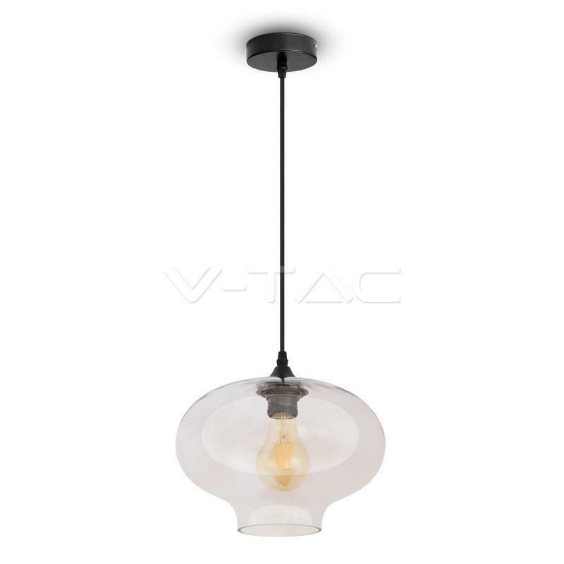 v-tac v-tac lampadario con portalampada globo artistico vetro trasparente 280mm vt-7229 3867