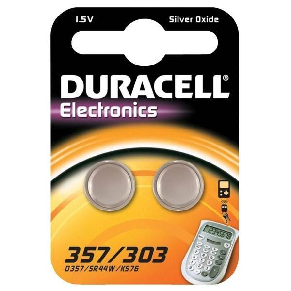 duracell duracell electronics 2 pile bottone argento 1,5v per orologi d357