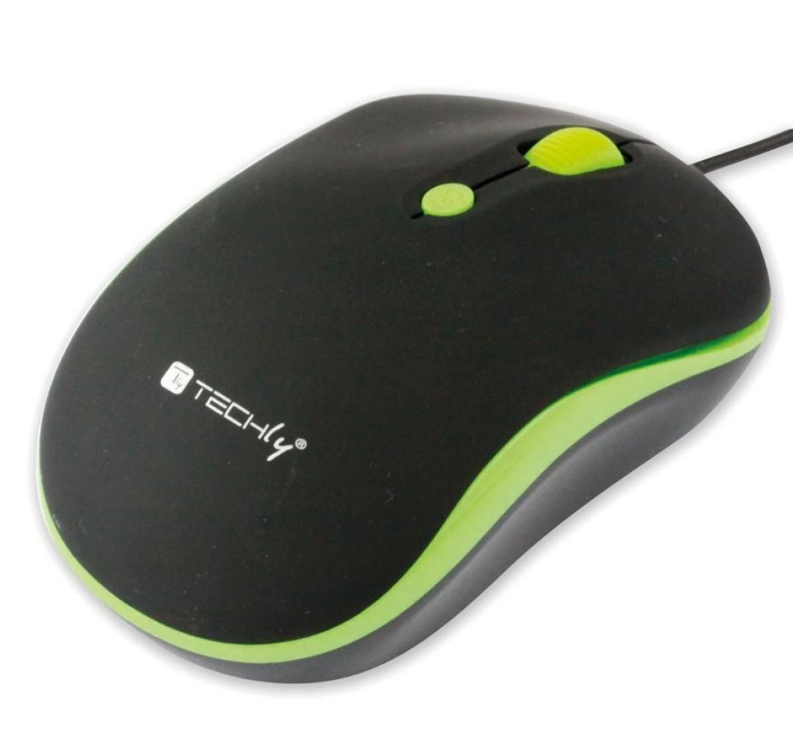 Mouse ottico con cavo IC Intracom 99x56x37 mm nero verde - 306721 01