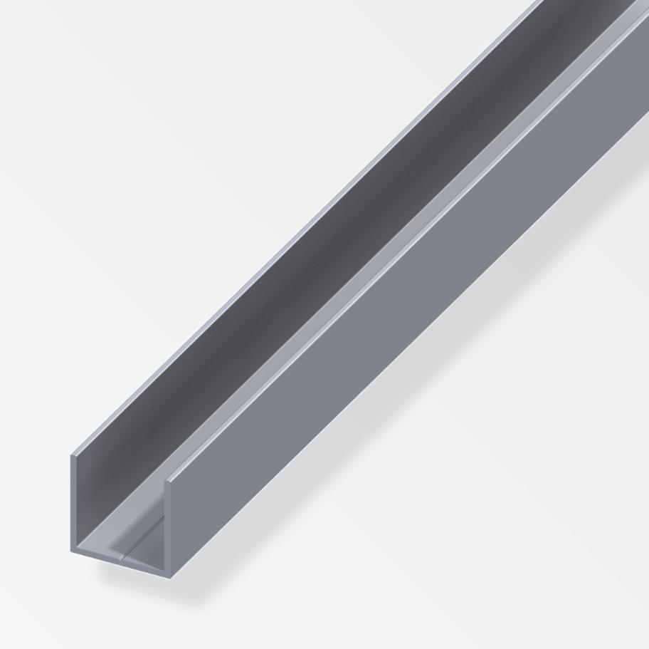 Profilo quadrato a U Alfer Aluminium 19.5x1.5mm lunghezza 2.5m naturale - 25428 01