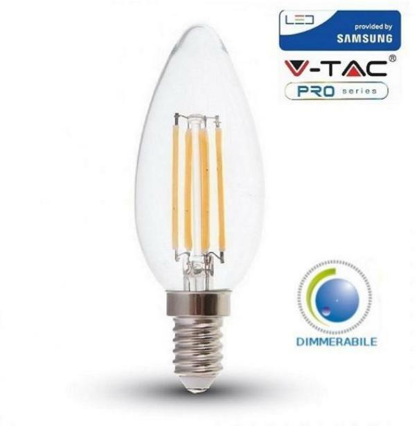 10 Lampadine LED 4W dimmerabili, trasparenti candela attacco E14