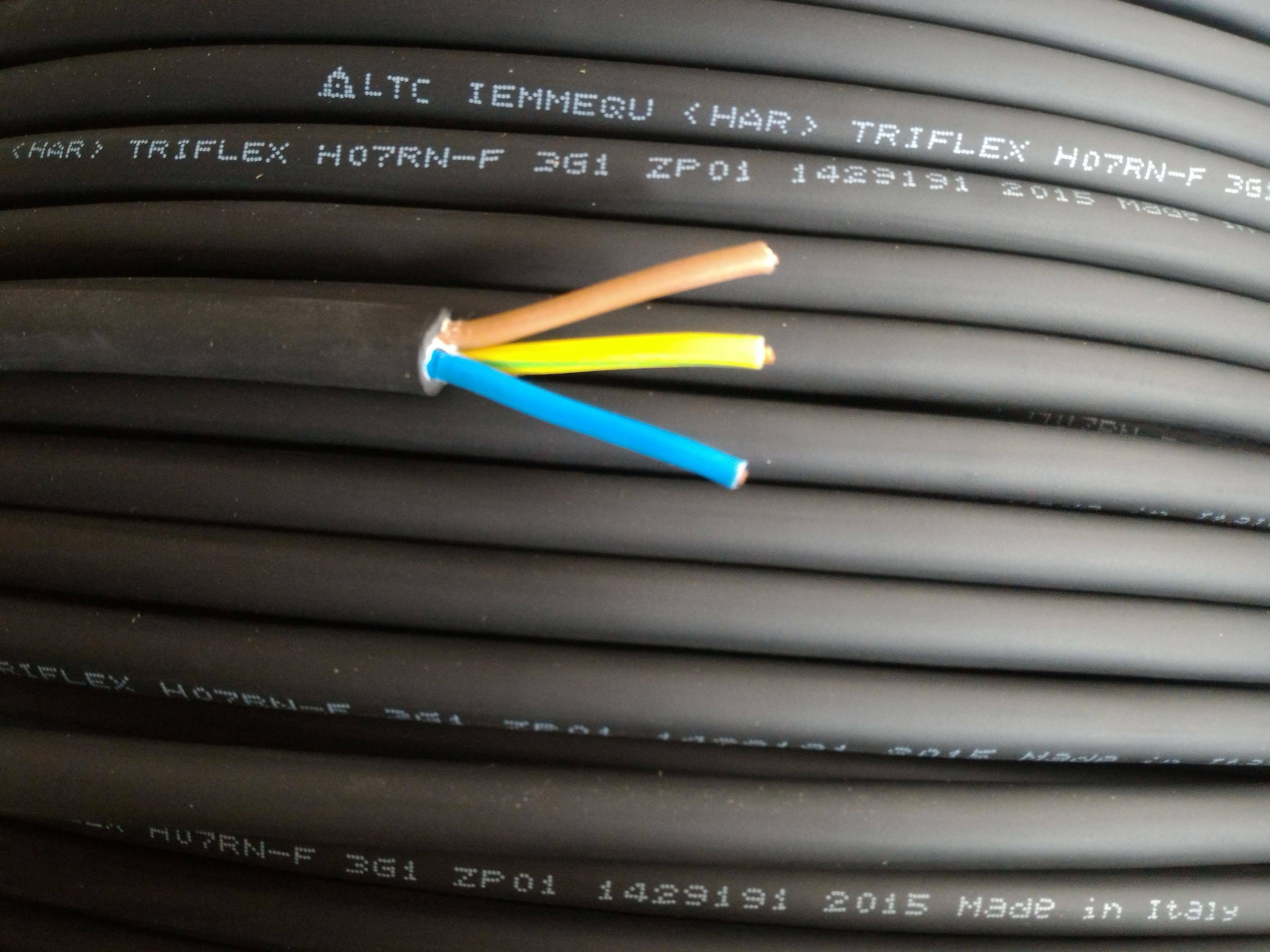 cavi cavi al metro cavo neoprene multipolare h07rn-f 3 conduttori da 1mmq con giallo verde h07rnf-3gx1
