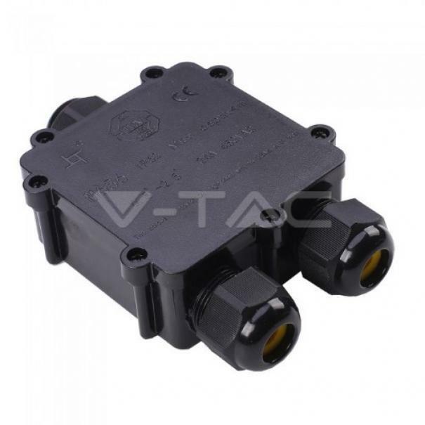 v-tac v-tac scatola di derivazione 2 uscite con terminali 8-12mm da esterno ip68 nera vt-870 5980