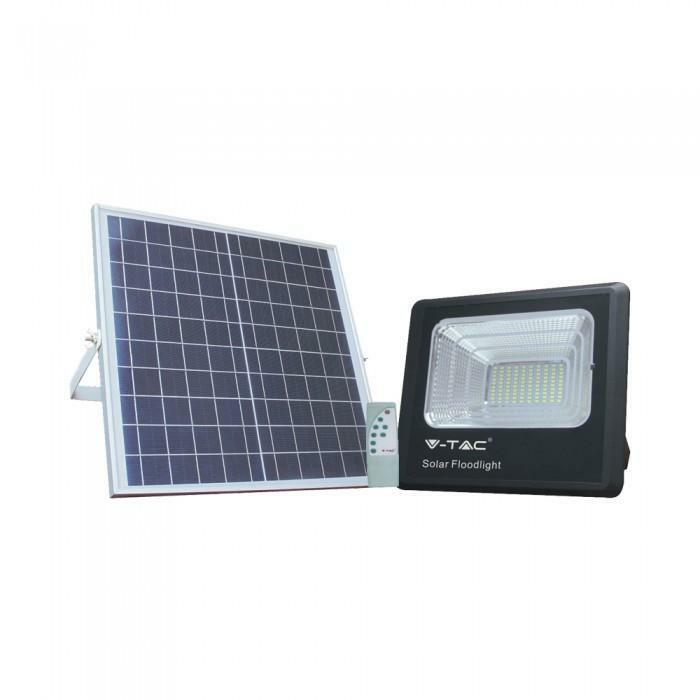 v-tac v-tac kit pannello solare e proiettore led 60w luce naturale 4000k da esterno ip65 colore nero vt-60w 8575