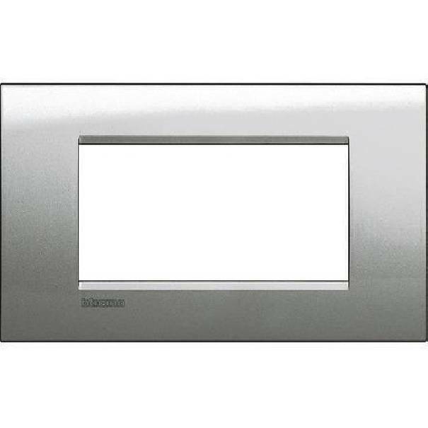 Placca Bticino Living Light LNA4804GL 4 moduli Argento lunare, Materiale  metallico, MADE IN ITALY: : Placche Bticino