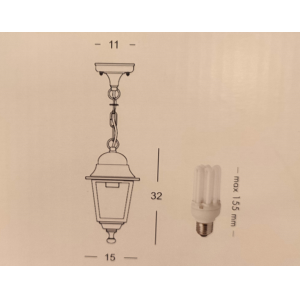 Lanterna a sospensione  ip43 e27 1x60w max nero -  133.031/06