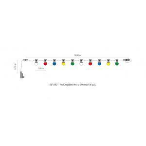Cordoniera 10 lampade multicolor 24v prolungabile ip44 uso esterno/interno 55-950