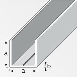 Profilo quadrato a u alfer aluminium 15.5x1.5mm lunghezza 2.5m naturale - 25426