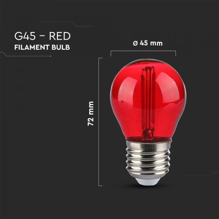 Lampadina globo LED V-tac a filamento 2W E27 rossa VT-2132-R-N- 7413 - 217413 02