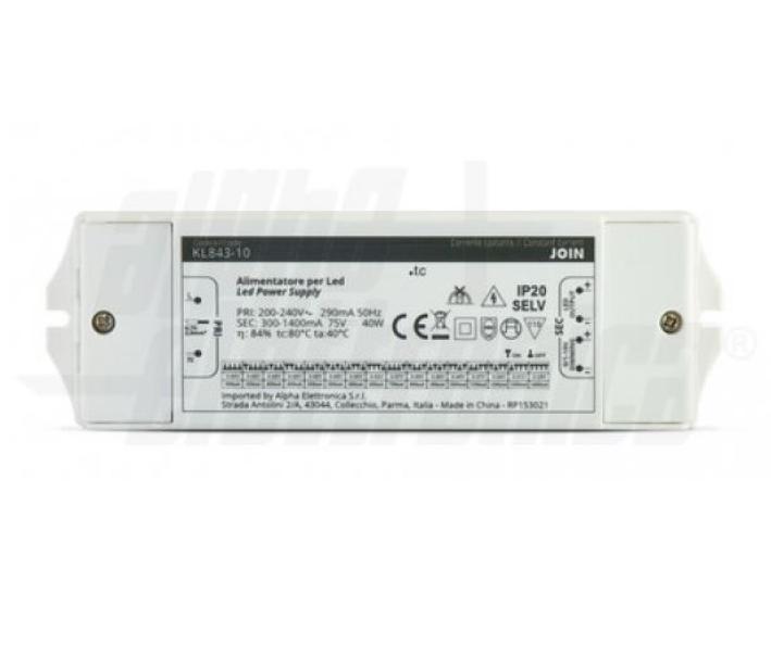 Alimentatore corrente costante per led Alpha Elettronica 40W 0,3-1,4A - KL843-10 02