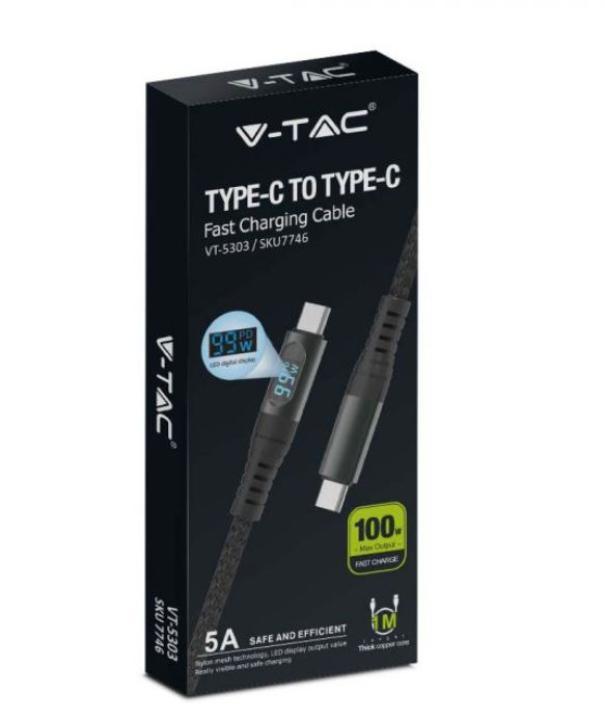 Cavo USB-C V-tac 1 metri nero VT-5303 - 7746 02