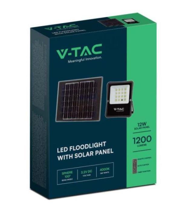 Kit pannello solare + proiettore led V-tac 12W 4000K IP65 VT-55100 - 6967 02
