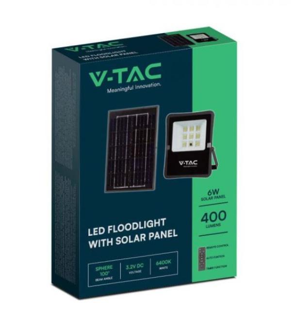 Kit pannello solare e proiettore led V-tac 6W 4000K IP65 VT-55050 - 6965 02