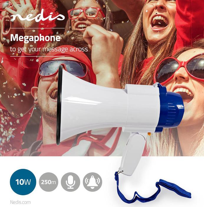 Megafono a batterie Nedis con sirena integrata - MEPH150WT 02