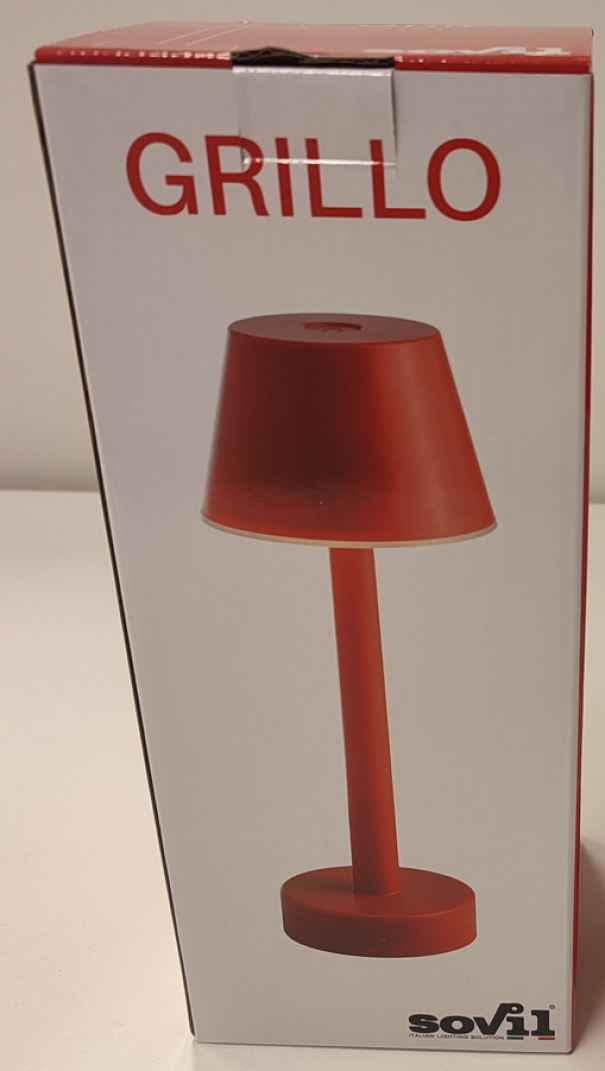 Lampada da tavolo led ricaricabile Sovil Grillo 3W 3000K rosso - 97901/03 02