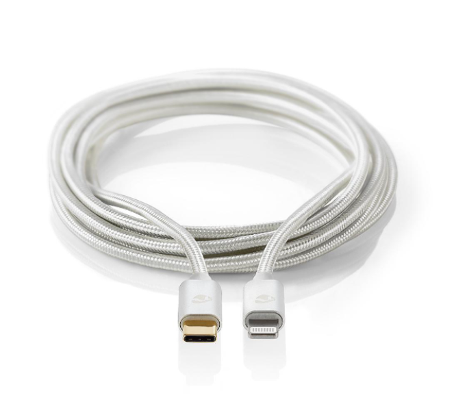 Cavo USB-C maschio / Apple Lighting Nedis 18W 2A argento da 1m - CCTB39650AL10 02