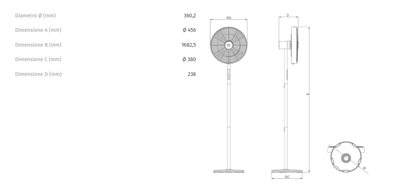 Ventilatore da terra Vortice Gordon Evo C 0/16 oscillante con telecomando IR - 0000060623 02