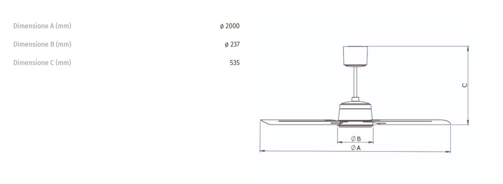 Ventilatore da soffitto Vortice Nordik Eco 200/80 reversibile a risparmio energetico - 0000061065 02