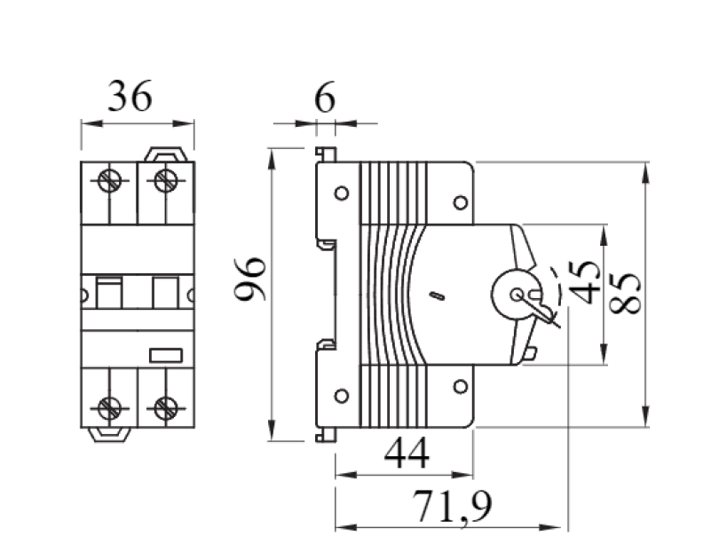 Interruttore magnetotermico Gewiss 1P+N 32A 2 moduli - GW94320 02