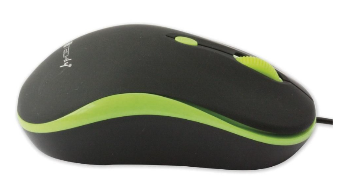 Mouse ottico con cavo IC Intracom 99x56x37 mm nero verde - 306721 02