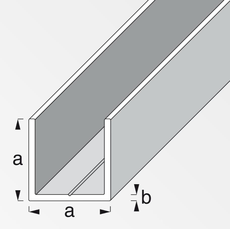 Profilo quadrato a U Alfer Aluminium 19.5x1.5mm lunghezza 2.5m naturale - 25428 02