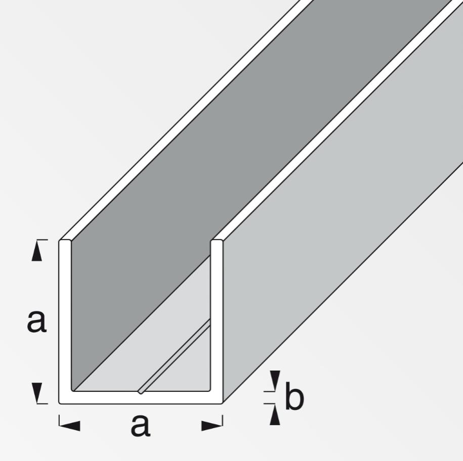 Profilo quadrato a U Alfer Aluminium 7.5x1mm lunghezza 1m bianco - 21442 02