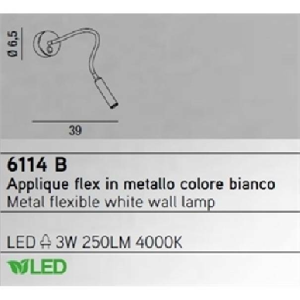 perenz perenz applique flex in metallo colore bianco 3w led 6114b