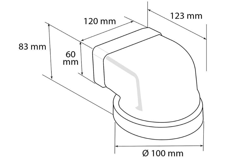 Curva verticale La Ventilazione adattatore tondo-rettangolare bianco - CGV126B 03