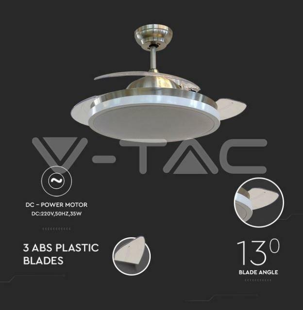 v-tac v-tac ventilatore led da soffitto 30w 3 in 1 3 pale vt-3042-3 7929