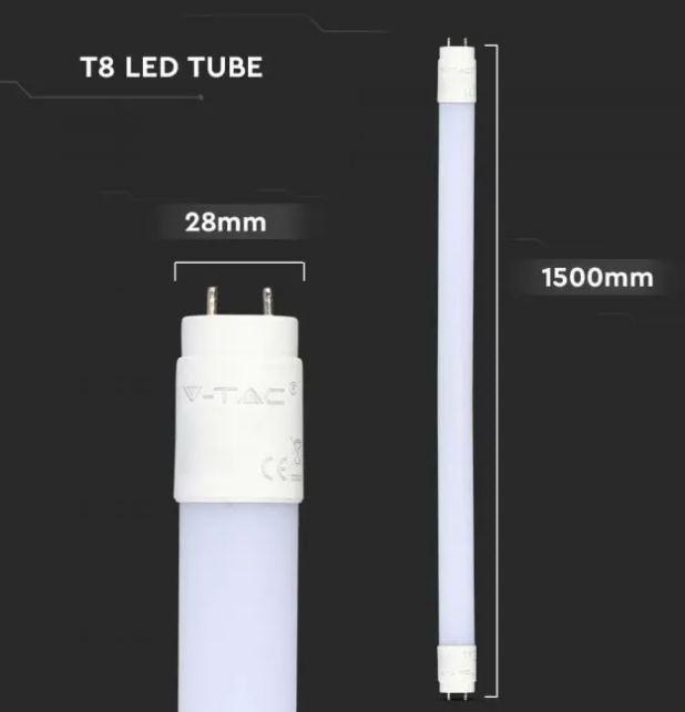 v-tac tubo led t8 v-tac 21799 vt-152-chip samsung- 24w 3000k 150cm