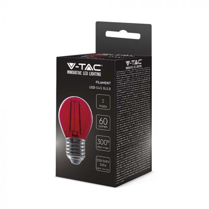 Lampadina globo LED V-tac a filamento 2W E27 rossa VT-2132-R-N- 7413 - 217413 03