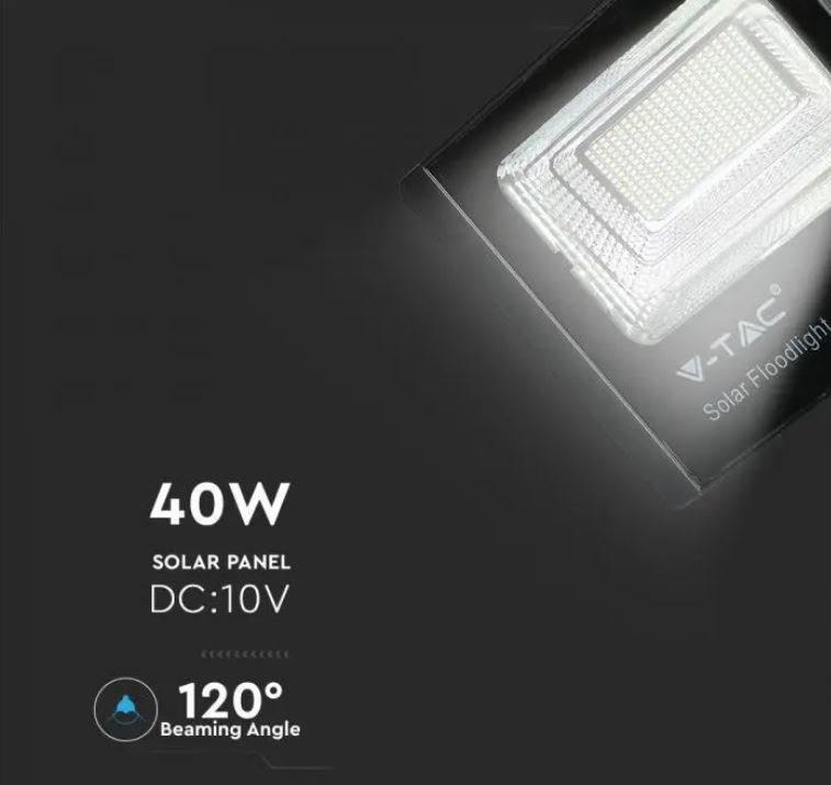 Kit proiettore led + pannello solare V-tac 40W 4000K IP65 nero - VT-200W - 8577 03
