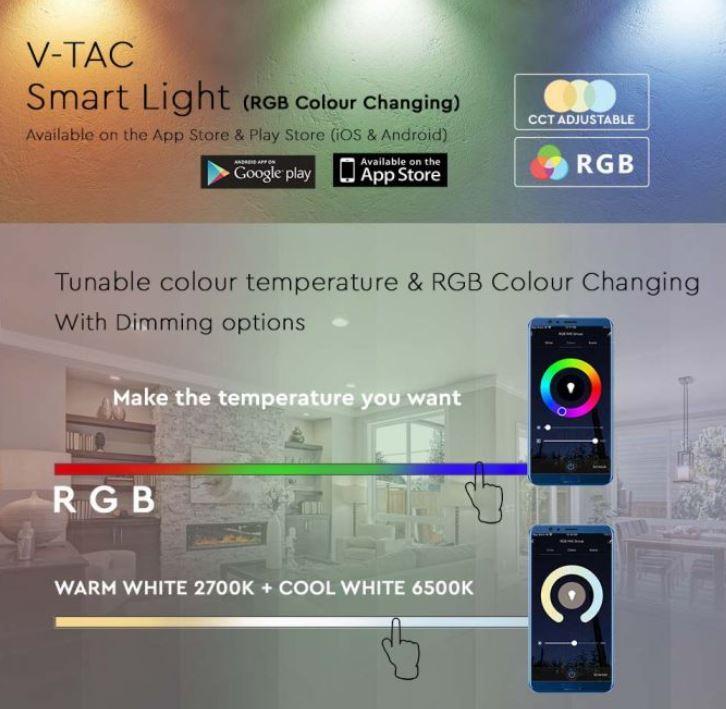 Lampadina led V-tac smart- rgb 2700-6500K 4,8W GU10 VT-2215 - 3000 03