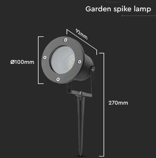 Lampada con picchetto V-tac Garden GU10 IP65 nero VT-770 - 7571 03
