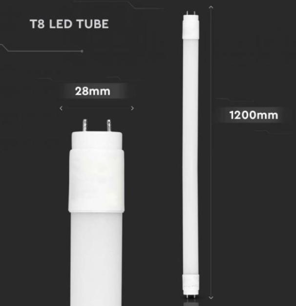 Tubo led T8 V-tac 18W G13 4000K 120cm non ruotabile VT-1277  - 216273 03