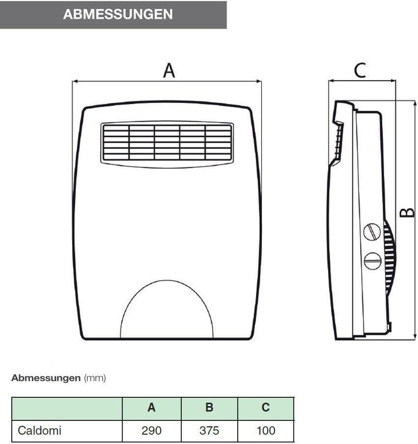 Termoconvettore Vortice Caldomi 2000W con termostato - 0000070299 03